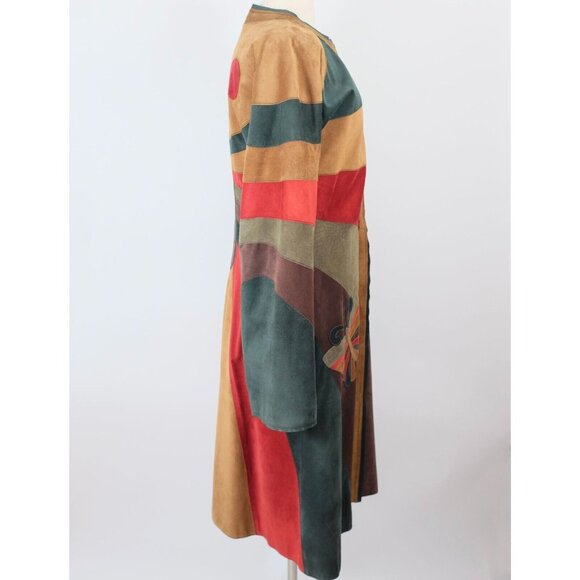 Vintage Y2K Dolce & Gabbana Suede Coat 46 US 10 Patchwork Butterfly - Picture 8 of 14